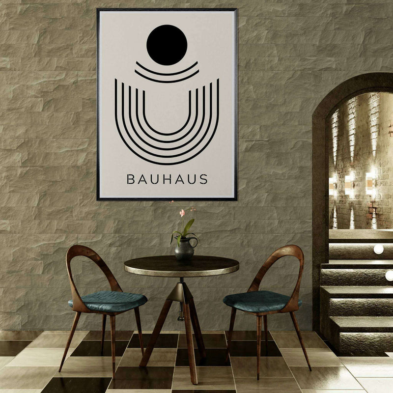 Bauhaus Black Beige Geometric Wall Art - Vibrantwalls