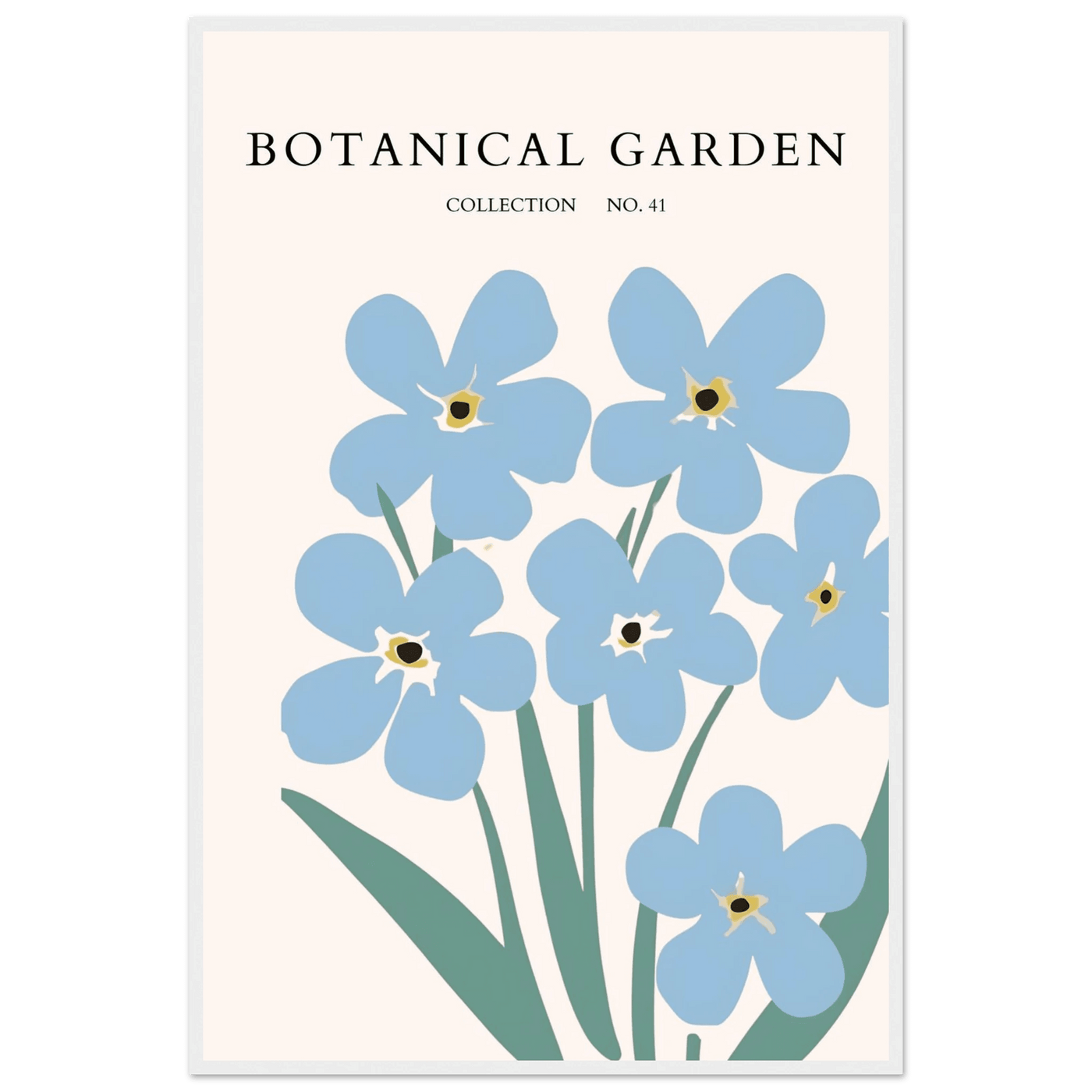Botanical Garden Forget-Me-Nots Framed Poster - Soft Blue Floral Art Print | Ready-to-Hang Wall Decor - Vibrantwalls
