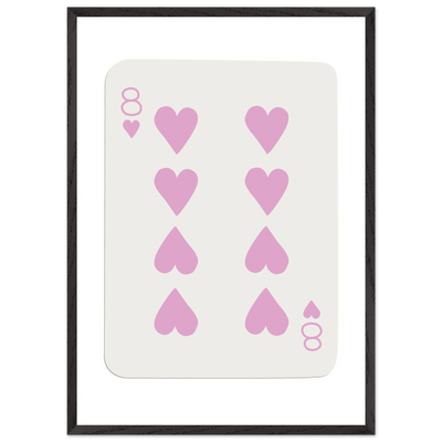 Minimalist Eight of Hearts Poker Card Print - Mounted Framed Art in Eco-Friendly Wood Frame - Vibrantwalls