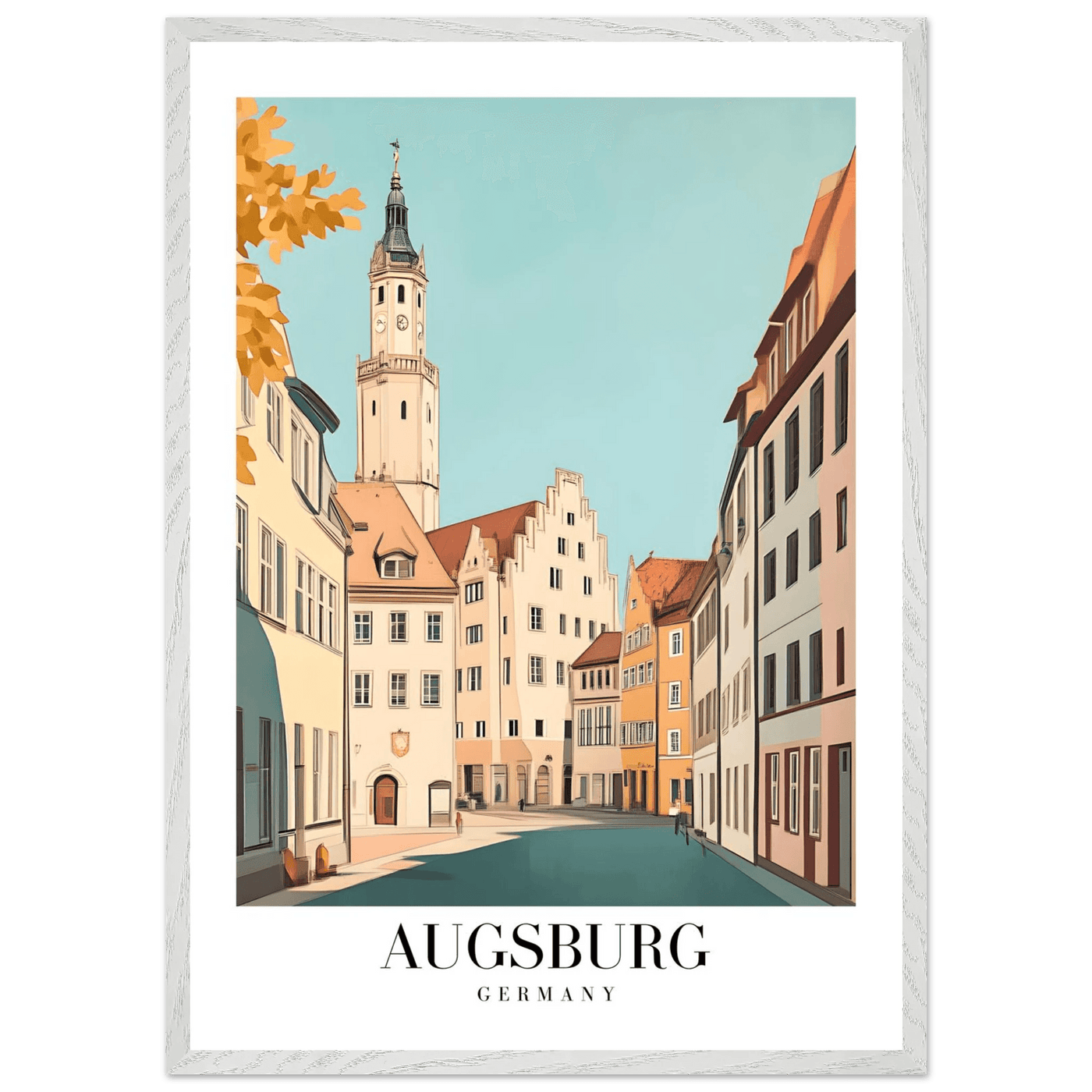 Augsburg Germany Framed Poster – Vintage European Cityscape Wall Art with Wooden Frame in Various Sizes - Vibrantwalls