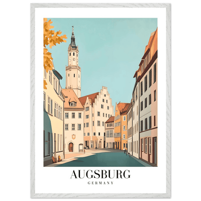 Augsburg Germany Framed Poster – Vintage European Cityscape Wall Art with Wooden Frame in Various Sizes - Vibrantwalls