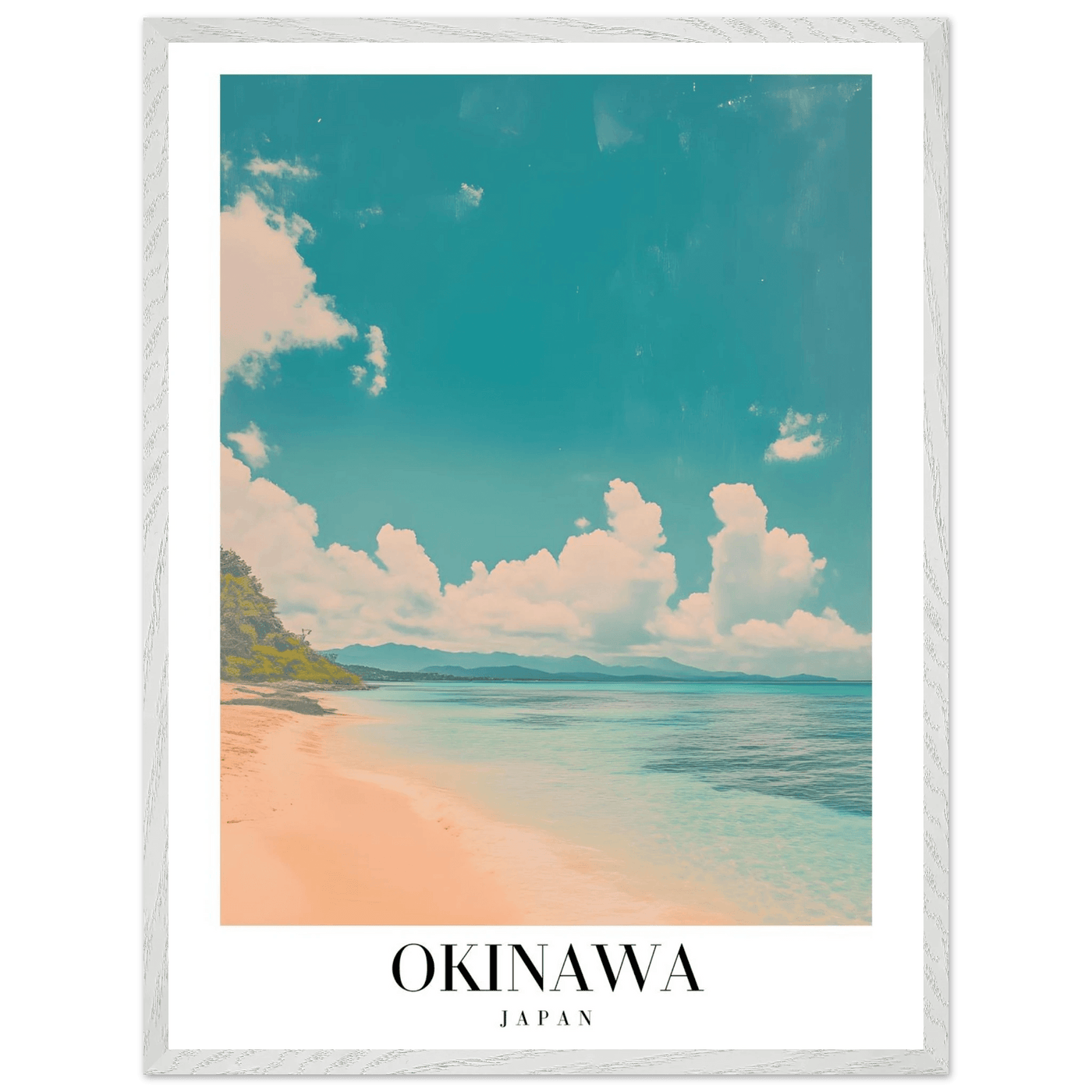 Okinawa Japan Framed Poster – Vintage Beach Travel Wall Art with Wooden Frame - Vibrantwalls