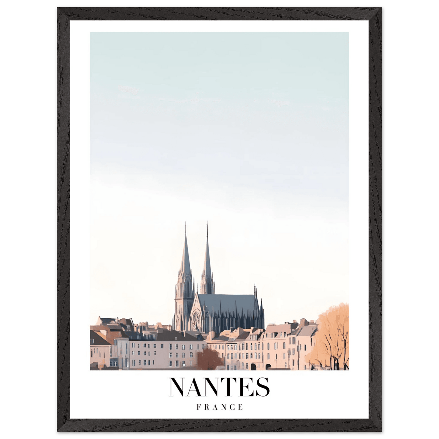 Nantes France Cathedral Framed Poster - Minimalist Travel Wall Art in Your Choice of Size & Frame - Vibrantwalls