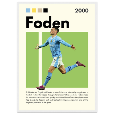 Phil Foden Manchester City Football Legend Poster 50x70 cm 20x28″ White frame Vibrantwalls