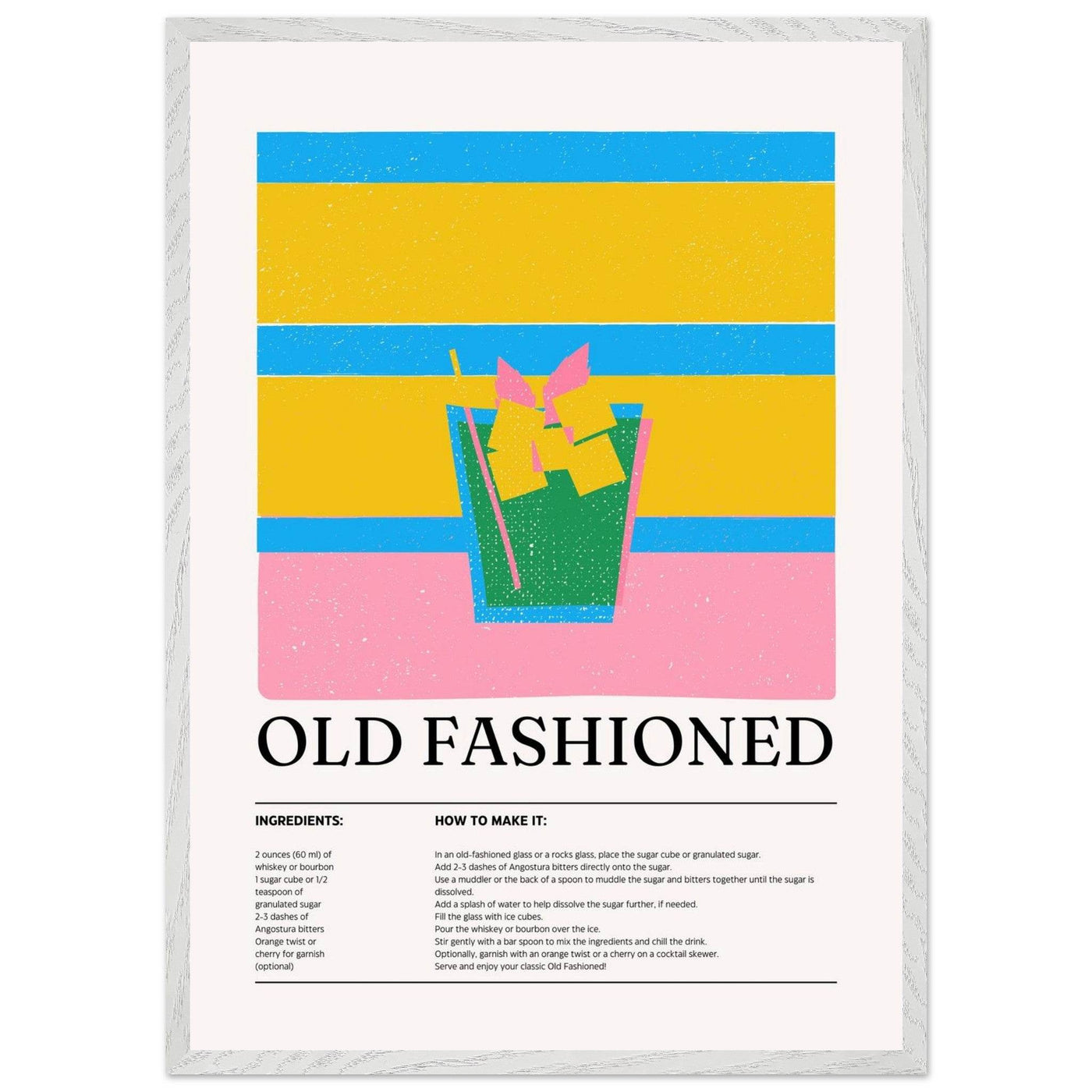 Old Fashioned Cocktail Recipe Art Print - Vibrantwalls