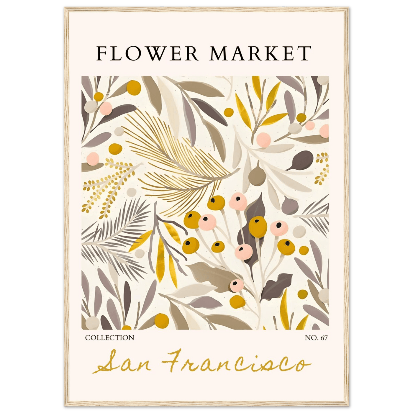 San Francisco Flower Market Collection Framed Poster – Botanical Golden Hues & Abstract Art Prints | Ready-to-Hang - Vibrantwalls