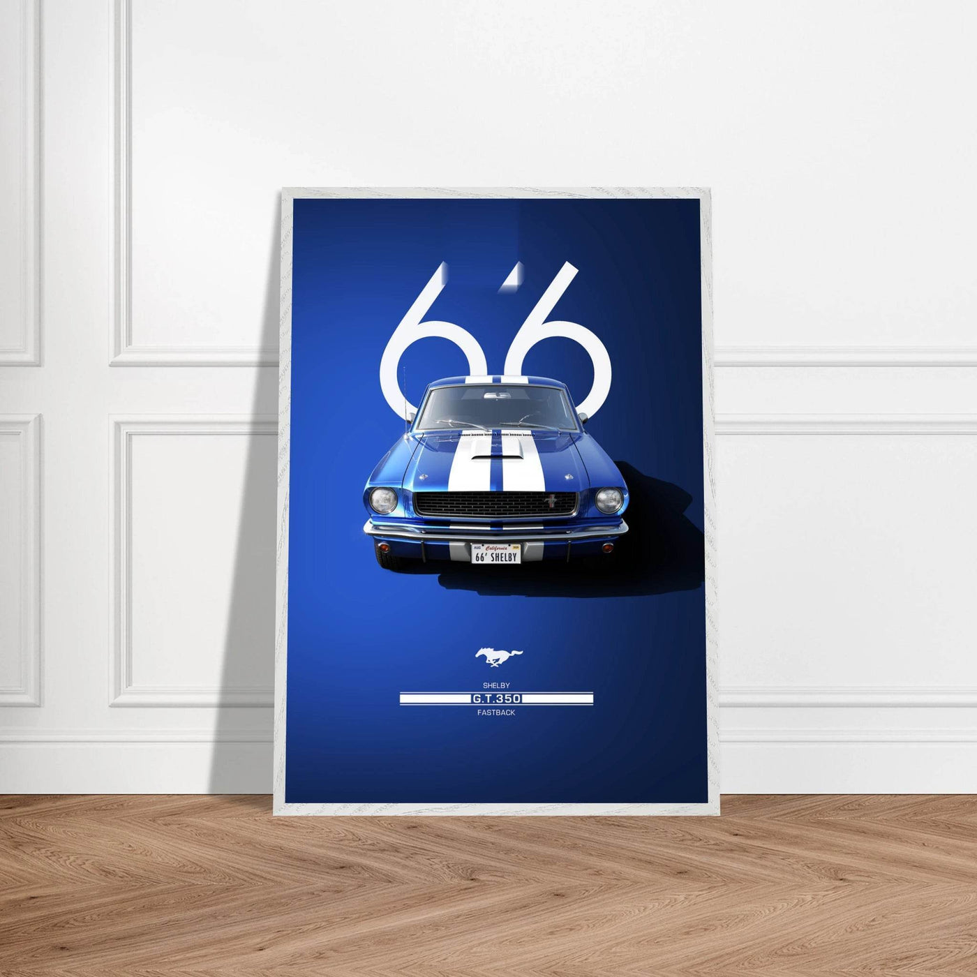 1966 Shelby GT.350 Fastback Framed Poster - Iconic Blue & White Design | Ready-to-Hang Wall Art - Vibrantwalls
