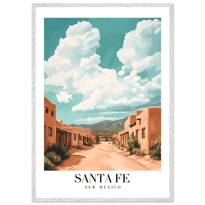 Santa Fe New Mexico Framed Poster – Vintage Southwest Wall Art with Wooden Frame - Vibrantwalls