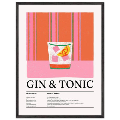 Gin Tonic Cocktail Recipe Minimalist Design Print - Vibrantwalls