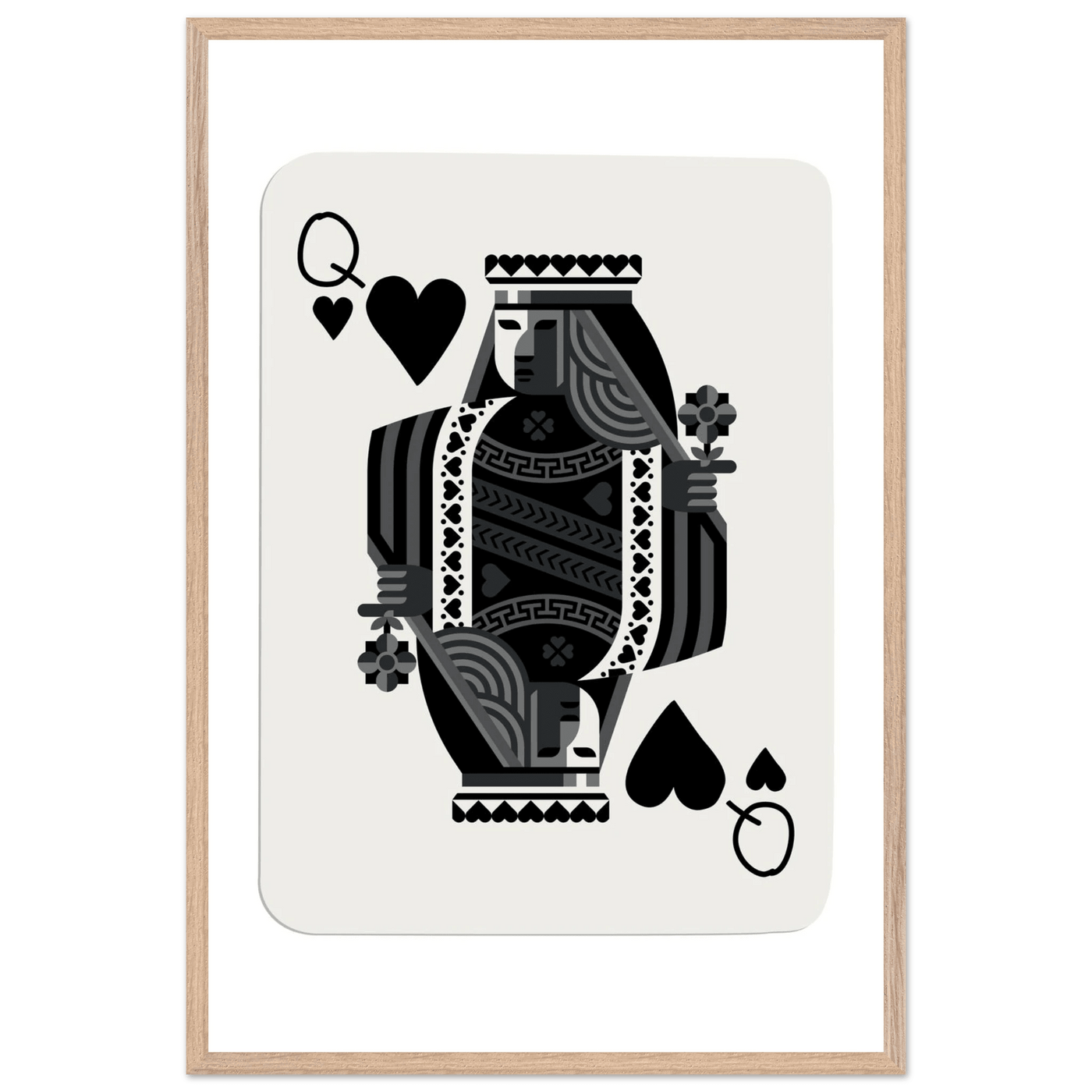 Queen of Spades Poker Card Print - Elegant Black & White Mounted Framed Poster Art, Eco-Friendly Wood Frame - Vibrantwalls