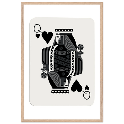 Queen of Spades Poker Card Print - Elegant Black & White Mounted Framed Poster Art, Eco-Friendly Wood Frame - Vibrantwalls