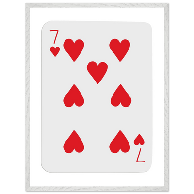 Lucky 7 of Hearts Poker Card Print - Mounted Framed Wall Art, Eco-Friendly Wood Frame & Multiple Sizes - Vibrantwalls