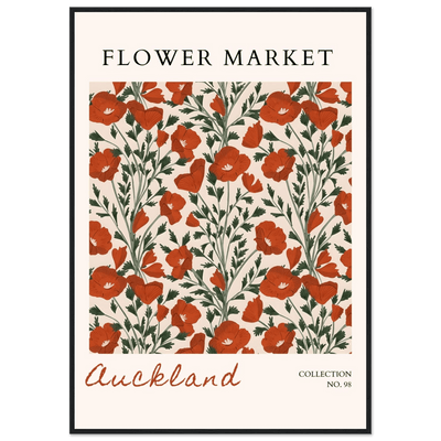 Auckland Flower Market Framed Poster – Vibrant Poppy Art Print | Ready-to-Hang Floral Decor - Vibrantwalls