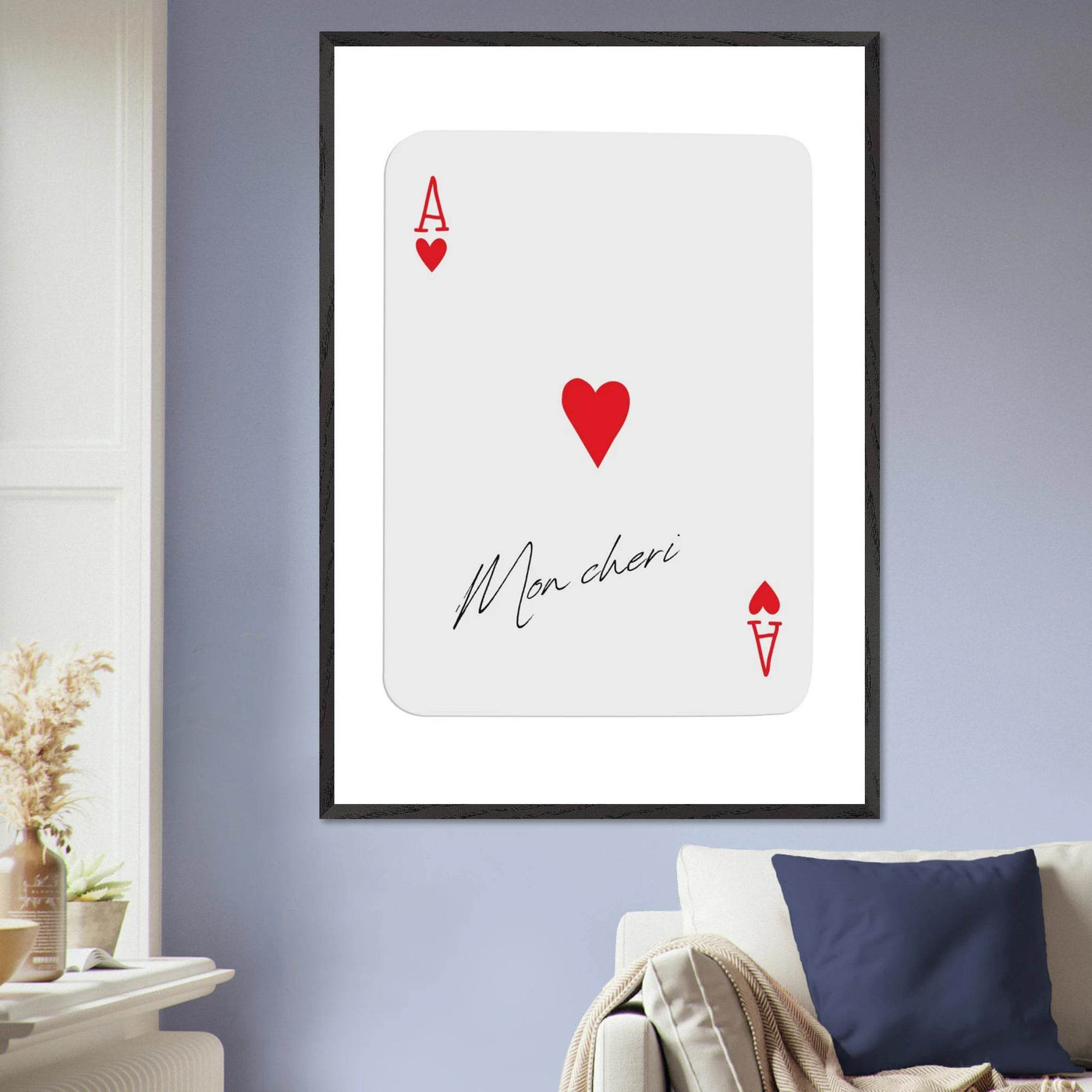Ace of Hearts 'Mon Cheri' Art Print - Elegant Framed Poster, Eco-Friendly Wood Frame - Vibrantwalls