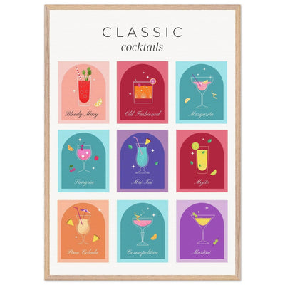 Classic Cocktails Set Nine Drink Recipes - Vibrantwalls
