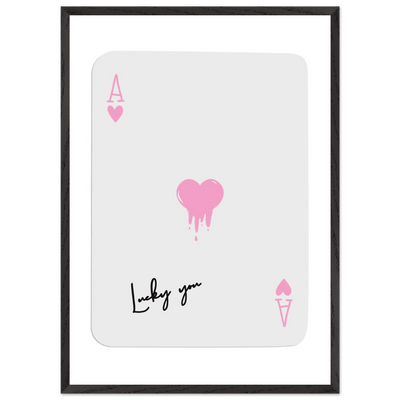 Lucky You - Ace of Hearts Drip Pink Print - Mounted Framed Poster Art with Eco-Friendly Wood Frame - Vibrantwalls