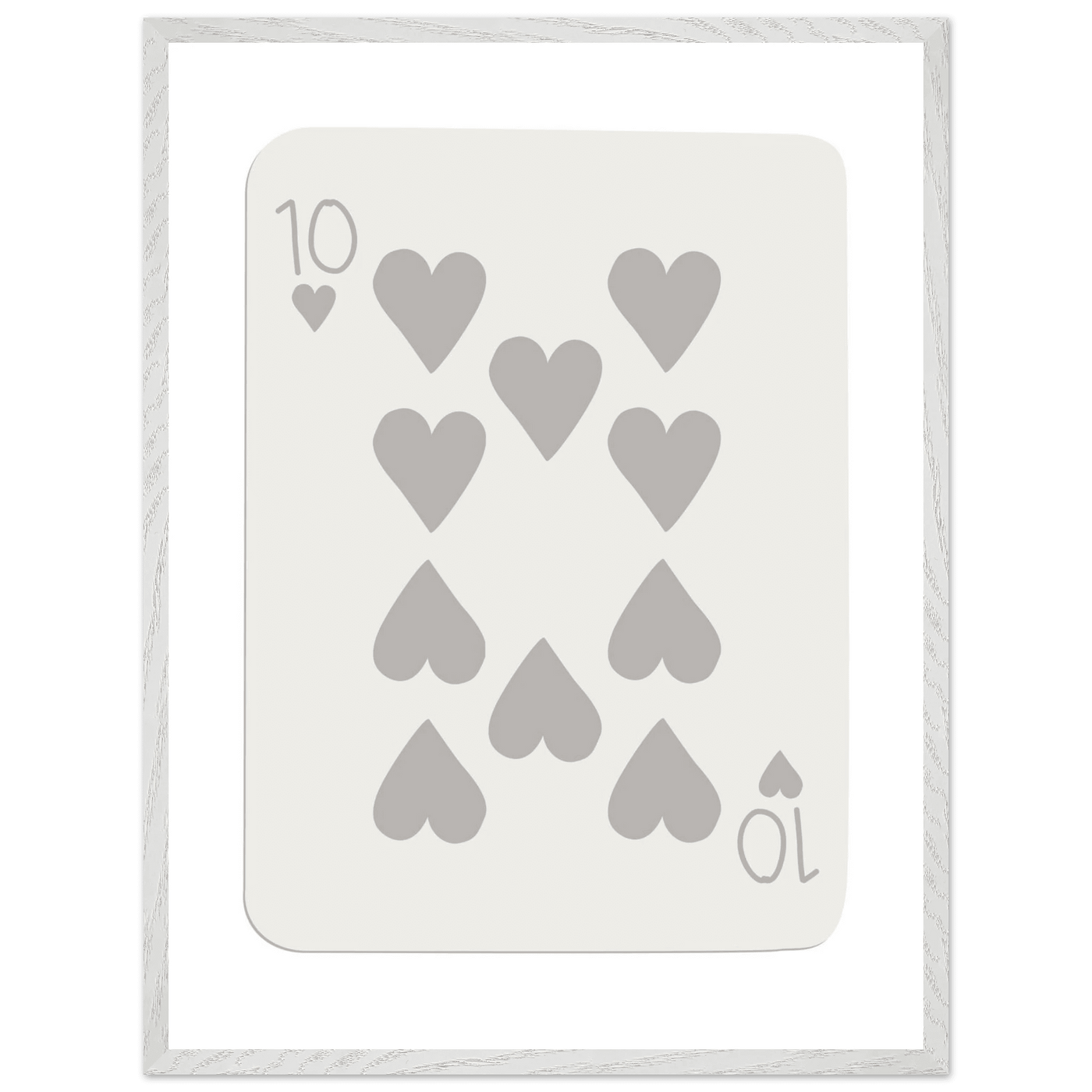 Minimalist Ten of Hearts Playing Card Print - Framed Poster Art, Eco-Friendly Wood Frame in Your Choice of Size & Finish - Vibrantwalls