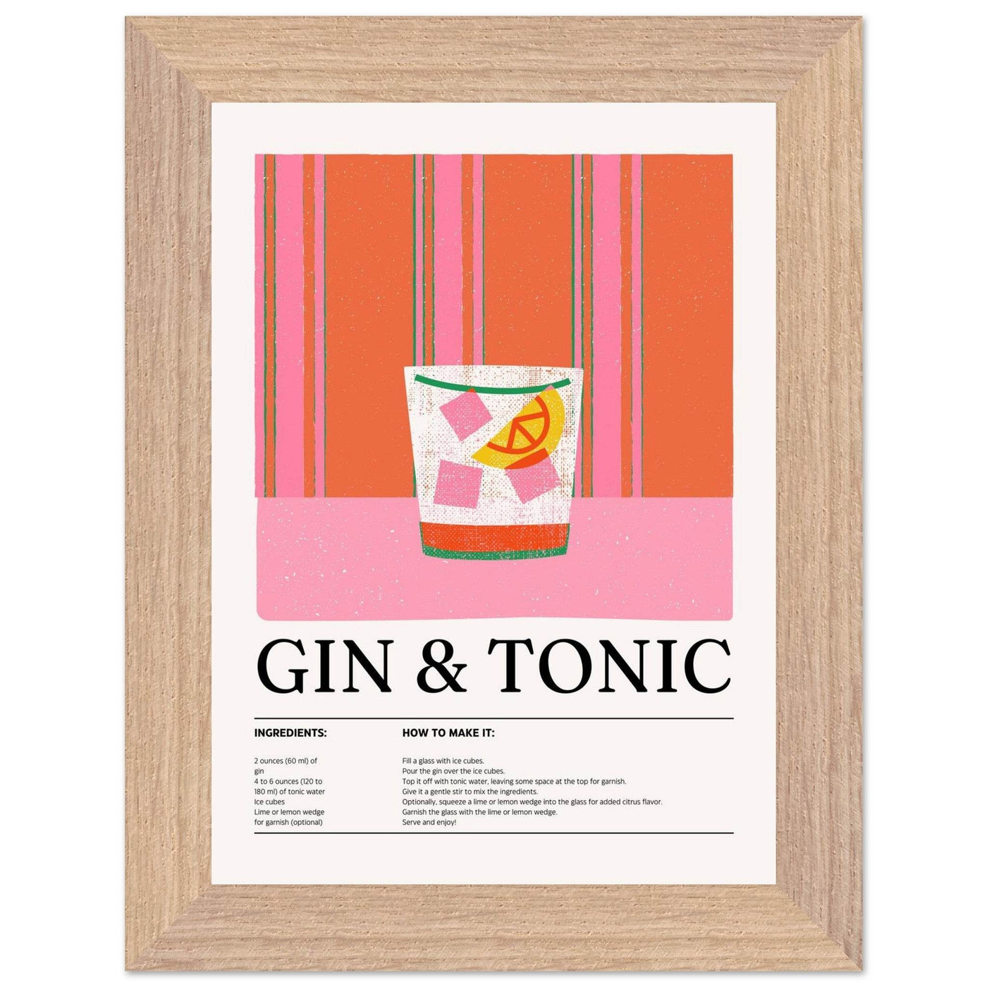 Gin Tonic Cocktail Recipe Minimalist Design Print - Vibrantwalls