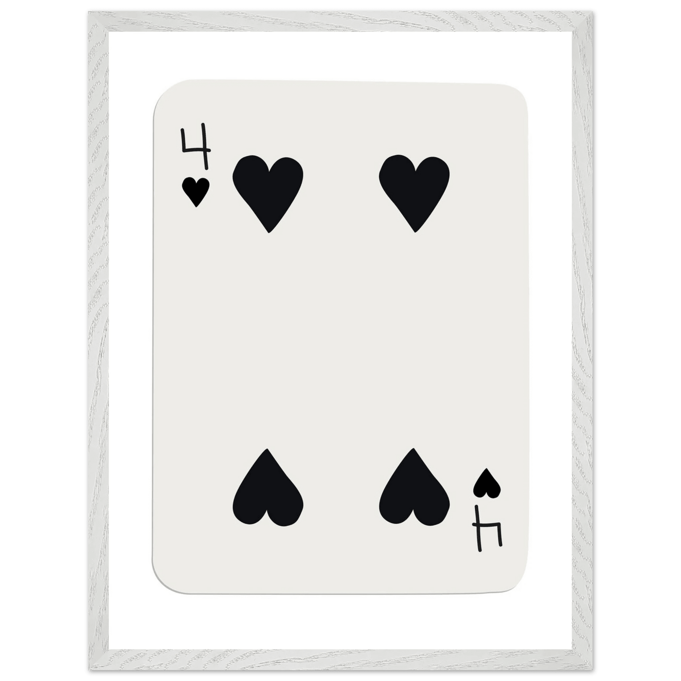 Minimalist Four of Hearts Poker Card Print - Mounted Framed Poster Art, Eco-Friendly Wood Frame - Vibrantwalls