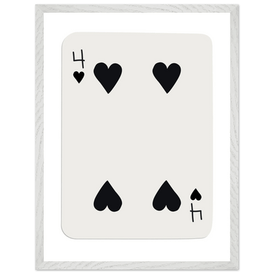 Minimalist Four of Hearts Poker Card Print - Mounted Framed Poster Art, Eco-Friendly Wood Frame - Vibrantwalls