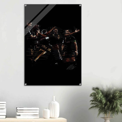 Dynamic Football Legends Acrylic Print – Energetic, Modern Sports Wall Art for Your Space - Vibrantwalls