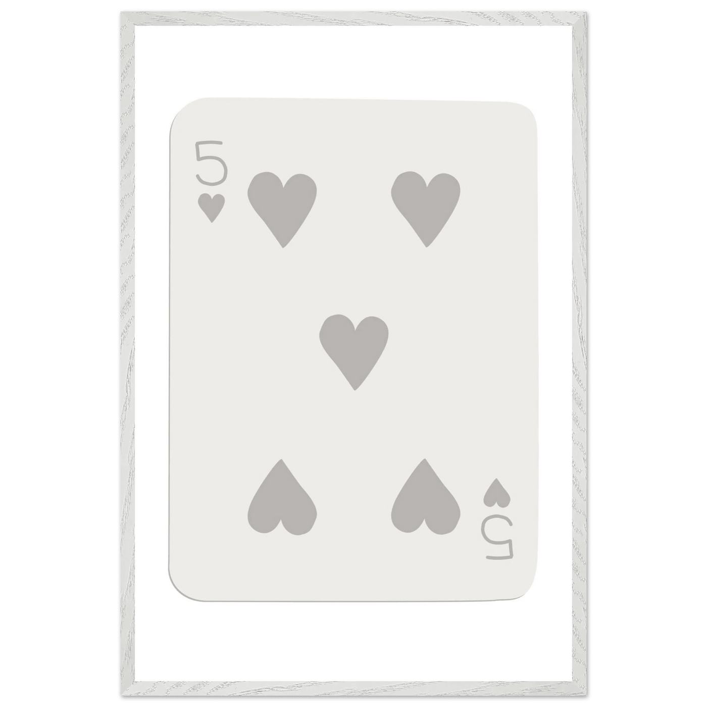 Minimalist Five of Hearts Poker Card Print - Eco-Friendly Mounted Framed Art for Modern Decor - Vibrantwalls