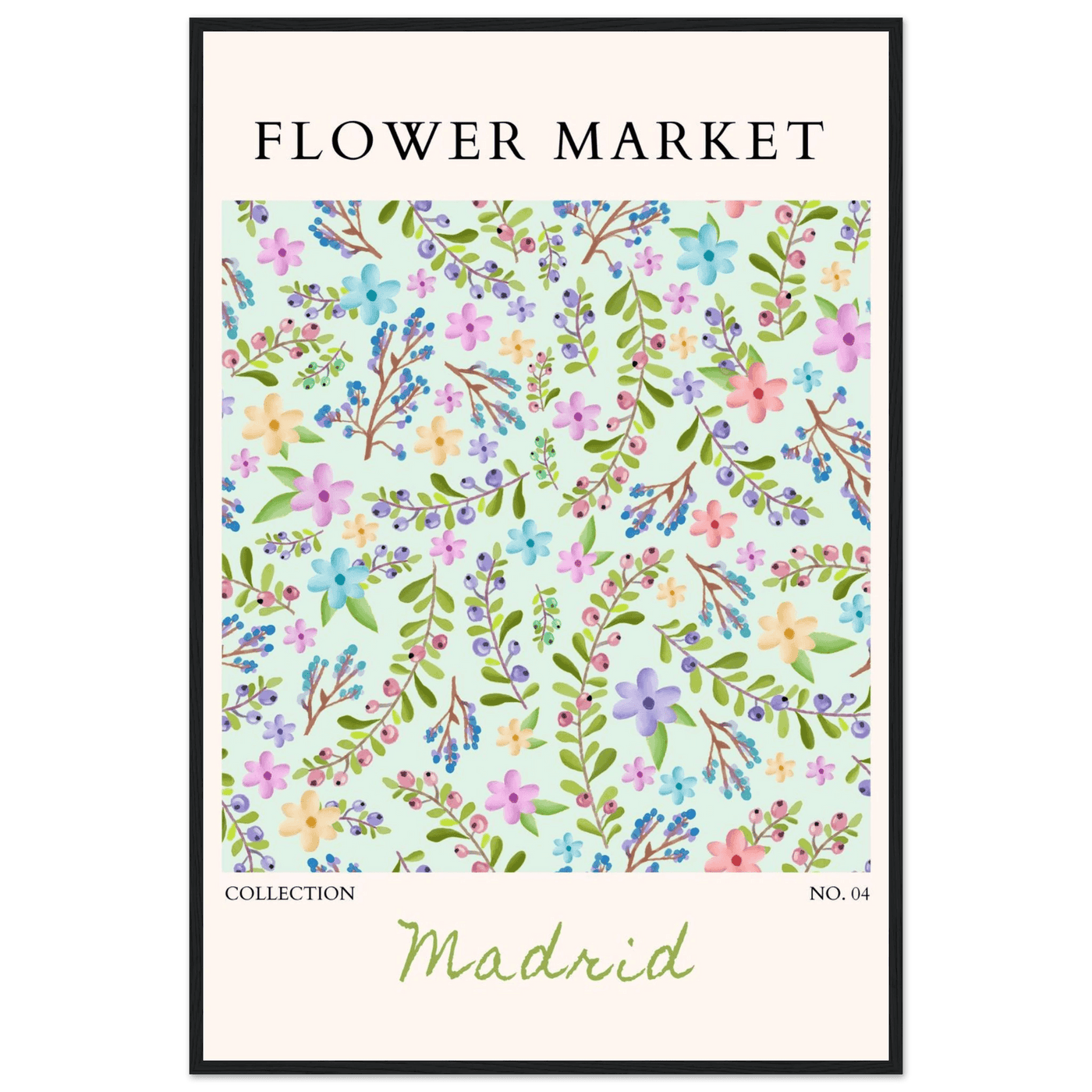 Flower Market Collection Framed Poster – Whimsical Floral & Berry Art Prints | Ready-to-Hang in Various Sizes - Vibrantwalls