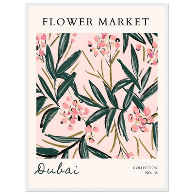 Dubai Flower Market Art Print – Blush Pink & Emerald Green Botanical Framed Poster | Ready-to-Hang - Vibrantwalls