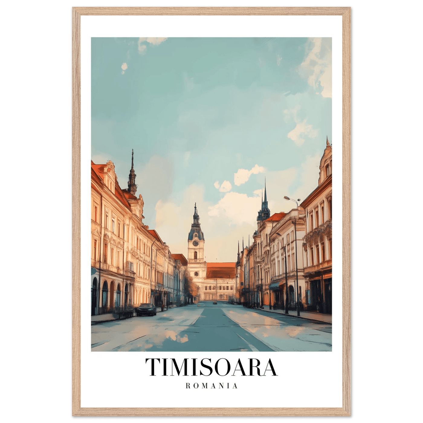 Timisoara Romania Framed Poster – Vintage Cityscape Wall Art with Wooden Frame - Vibrantwalls