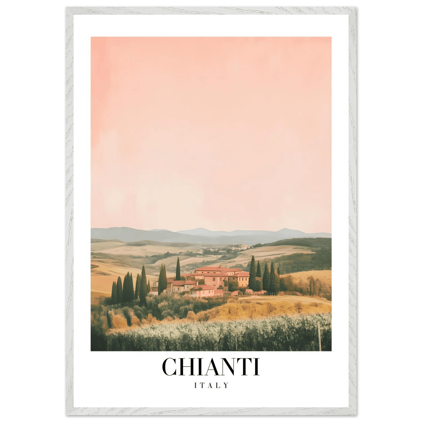 Chianti, Italy Framed Poster – Vintage Tuscan Countryside Wall Art with Customizable Wooden Frame - Vibrantwalls