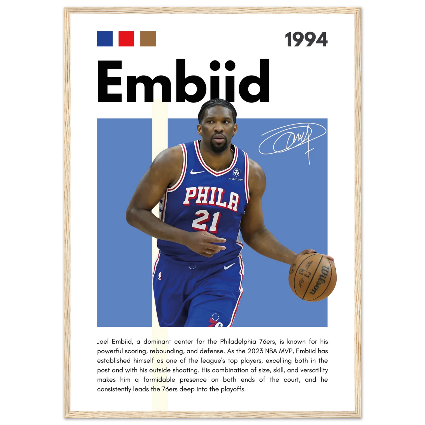Joel Embiid The Process 76ers Framed Poster 50x70 cm 20x28″ Wood frame Vibrantwalls