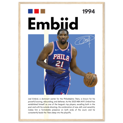 Joel Embiid The Process 76ers Framed Poster 50x70 cm 20x28″ Wood frame Vibrantwalls