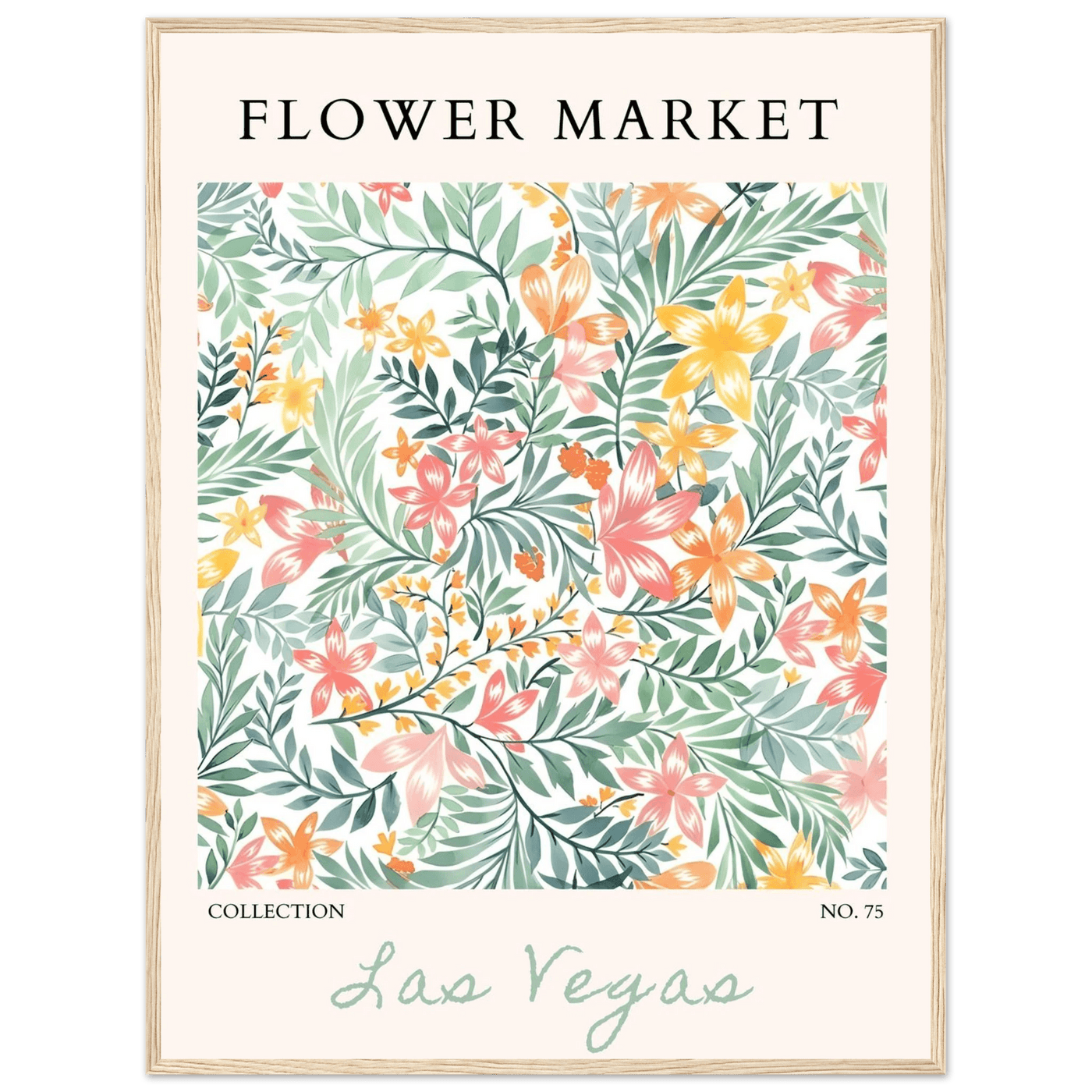 Flower Market Collection Framed Poster – Las Vegas Botanical Bliss Print | Ready-to-Hang Floral Art - Vibrantwalls