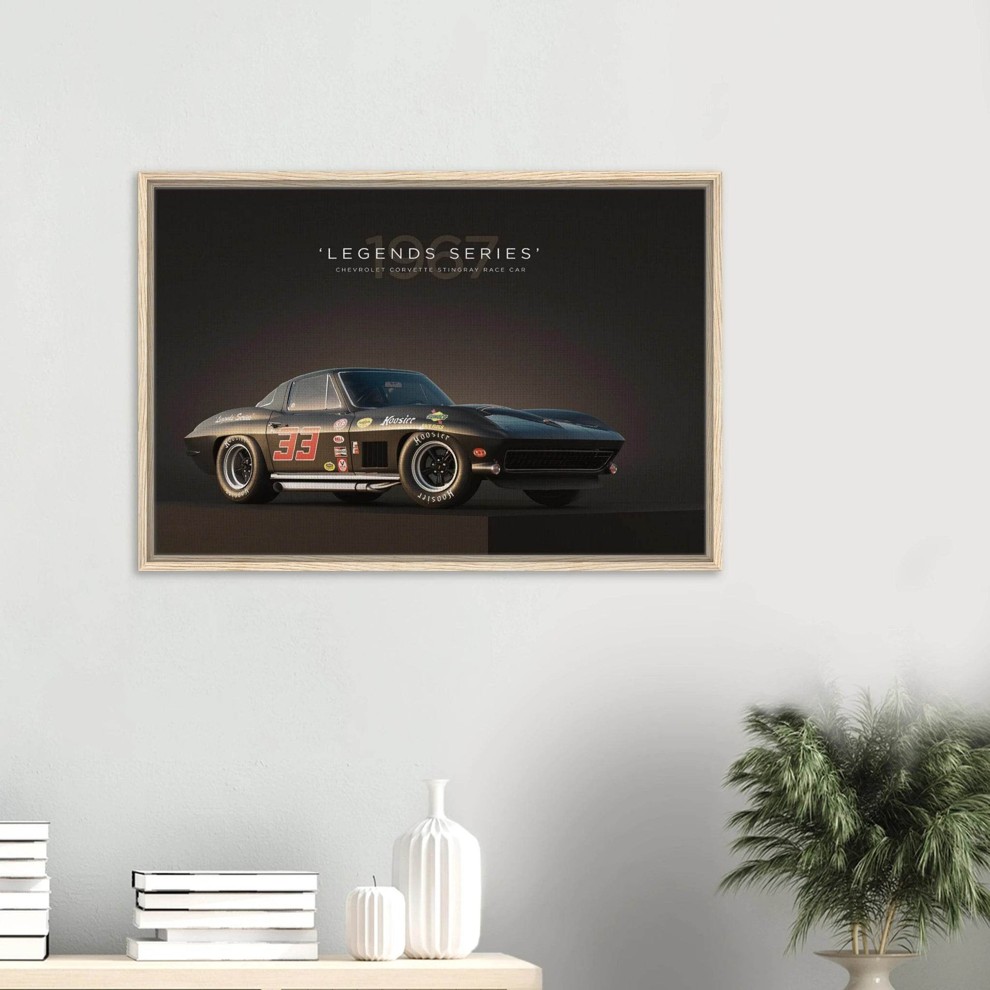 Chevrolet Corvette Stingray 1967 Framed Canvas Vintage Wall Art - Vibrantwalls