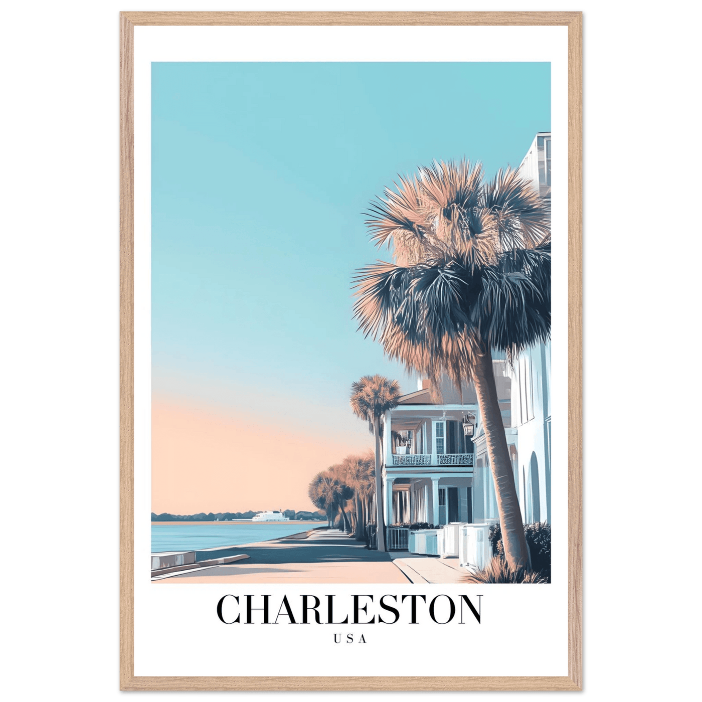 Charleston USA Framed Poster – Coastal Charm & Vintage Travel Art with Wooden Frame - Vibrantwalls