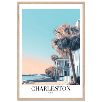 Charleston USA Framed Poster – Coastal Charm & Vintage Travel Art with Wooden Frame - Vibrantwalls