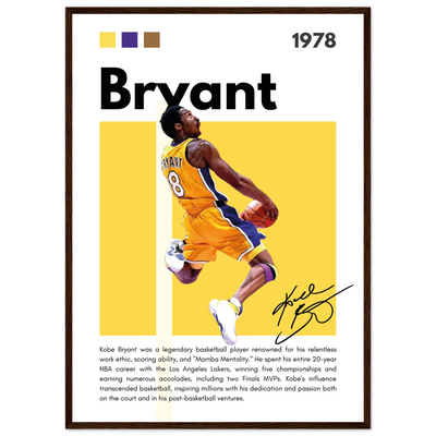 Kobe Bryant Number 24 Lakers Modern Print 50x70 cm 20x28″ Dark wood frame Vibrantwalls