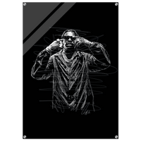 Rapper Sketch Art Acrylic Print - Bold Monochrome Modern Wall Decor for Trendy Spaces - Vibrantwalls