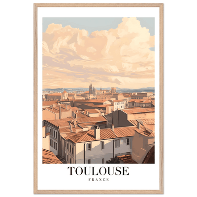Toulouse France Framed Poster – Vintage Sunset Cityscape Wall Art with Wooden Frame - Vibrantwalls