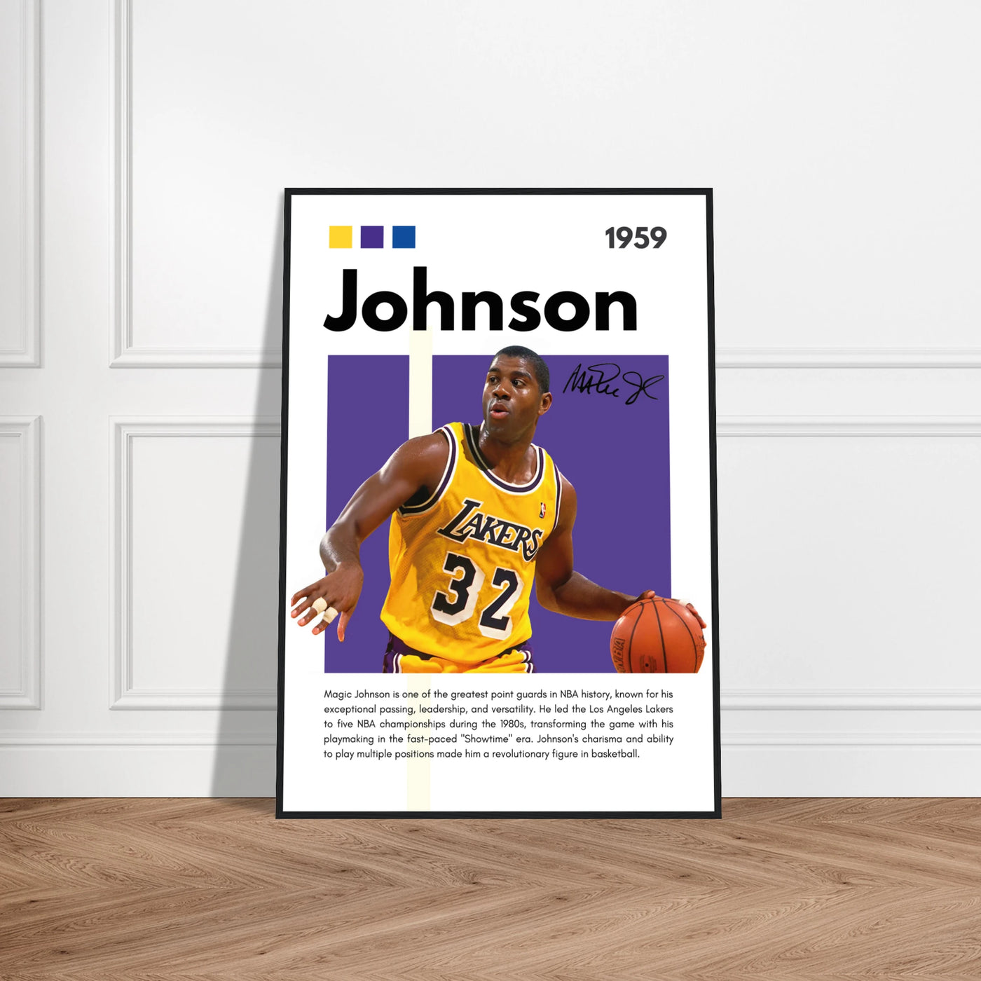 Magic Johnson Showtime Lakers Vintage Art Print Vibrantwalls