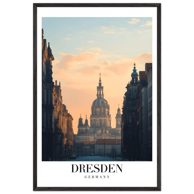 Dresden Germany Framed Poster – Warm Sunset Cityscape Wall Art with Wooden Frame Options - Vibrantwalls