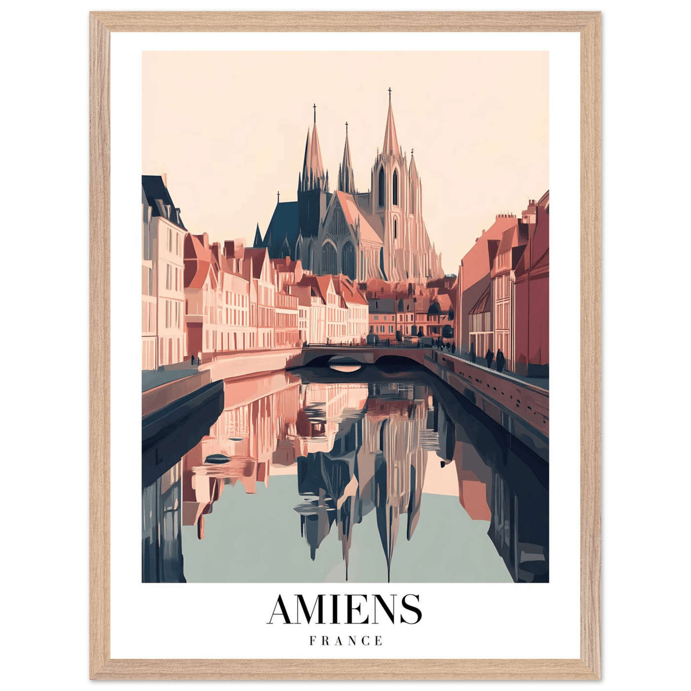 Amiens France Framed Poster – Vintage Travel Wall Art with Wooden Frame - Vibrantwalls