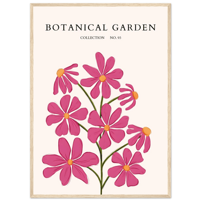 Vibrant Botanical Garden Framed Poster – Pink Cosmos & Abstract Floral Art Print | Ready-to-Hang in Various Sizes - Vibrantwalls