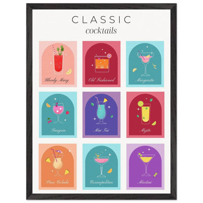 Classic Cocktails Set Nine Drink Recipes - Vibrantwalls