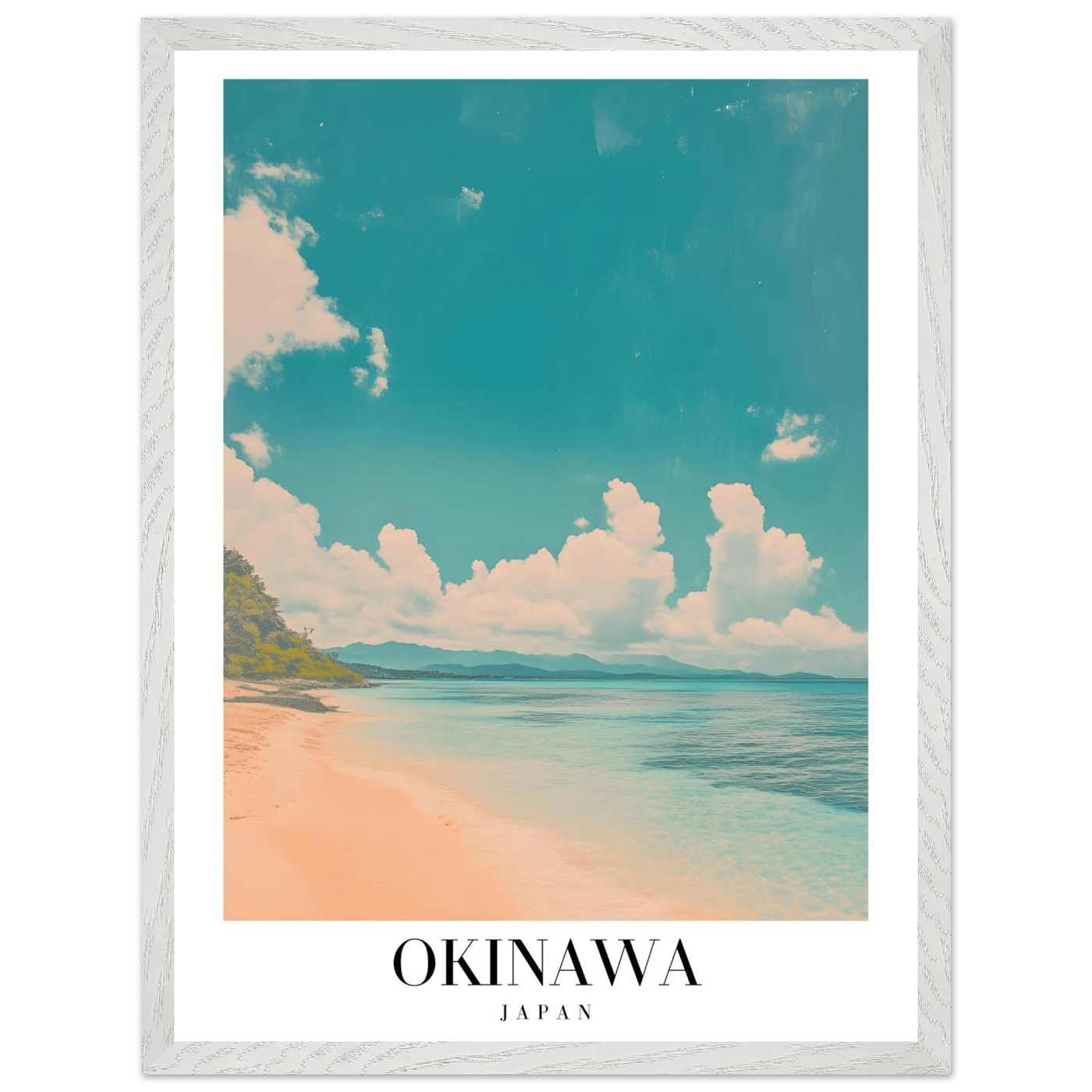 Okinawa Japan Framed Poster – Vintage Beach Travel Wall Art with Wooden Frame - Vibrantwalls
