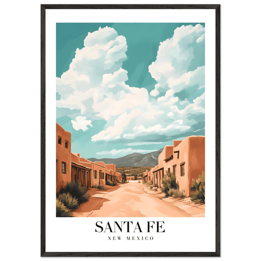 Santa Fe New Mexico Framed Poster – Vintage Southwest Wall Art with Wooden Frame - Vibrantwalls