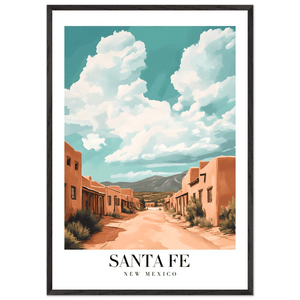 Santa Fe New Mexico Framed Poster – Vintage Southwest Wall Art with Wooden Frame - Vibrantwalls