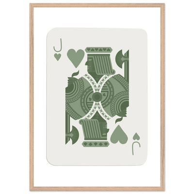Minimalist Jack of Hearts Poker Card Print - Mounted Framed Eco-Friendly Art with Wood Frame - Vibrantwalls