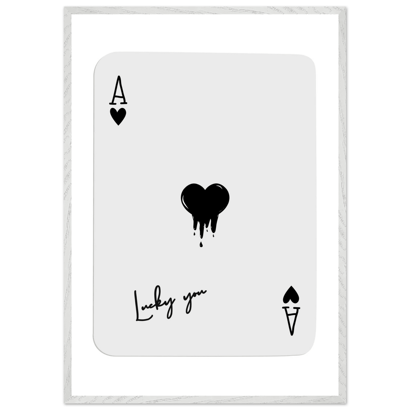 Lucky Ace of Hearts Dripping Art Print - Framed Poster, Modern Poker Card Decor, Eco-Friendly Wood Frame - Vibrantwalls