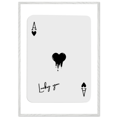 Lucky Ace of Hearts Dripping Art Print - Framed Poster, Modern Poker Card Decor, Eco-Friendly Wood Frame - Vibrantwalls